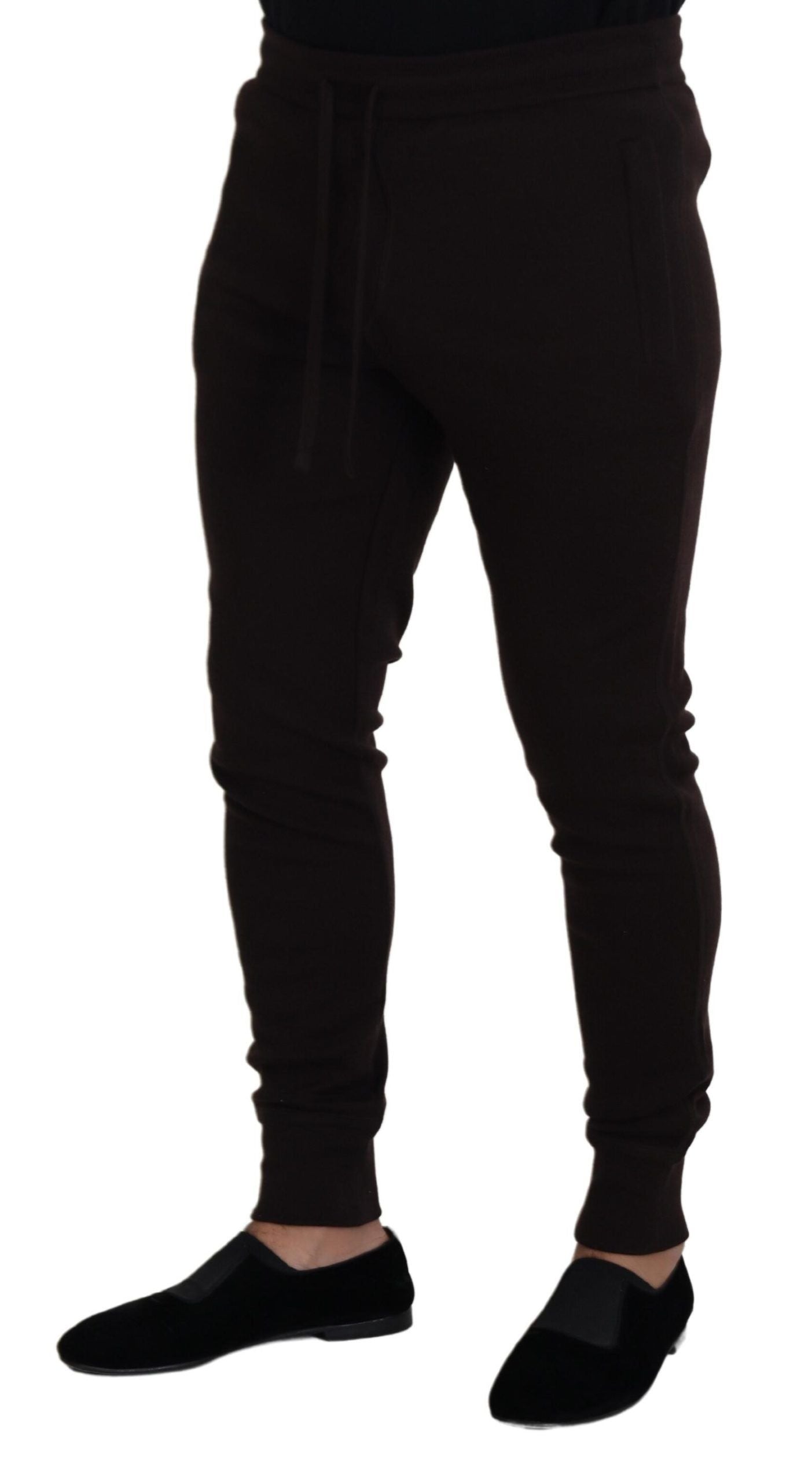 Dolce & Gabbana Braune Kaschmirhose Unterteile Kordelzughose