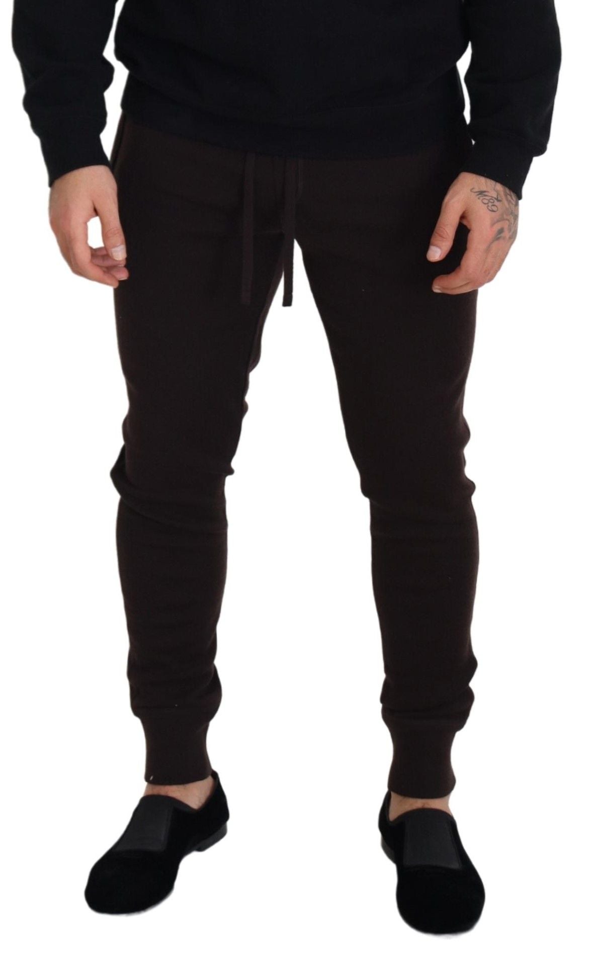 Dolce & Gabbana Braune Kaschmirhose Unterteile Kordelzughose