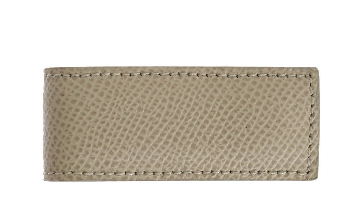 Dolce & Gabbana Beige Leder Magnet Geldklammer