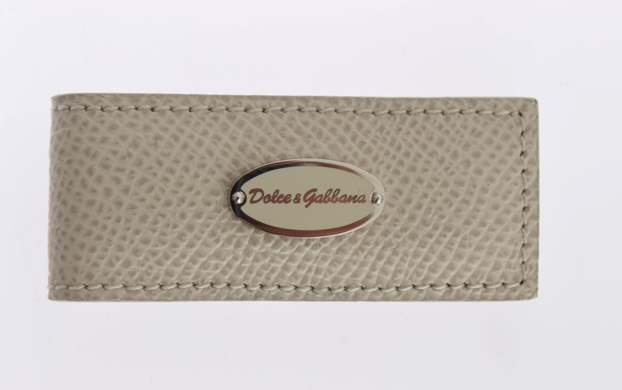 Dolce & Gabbana Beige Leder Magnet Geldklammer