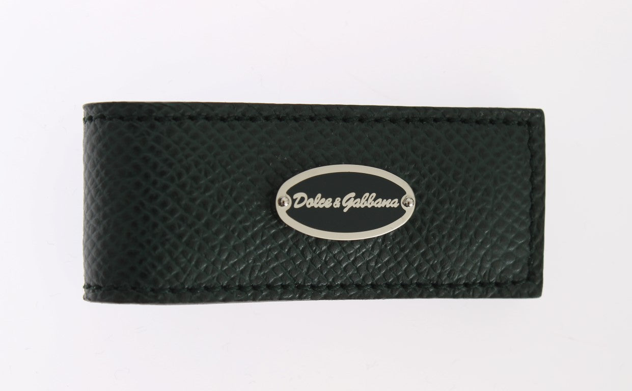 Dolce & Gabbana Grüne Geldklammer aus Leder mit Magnet