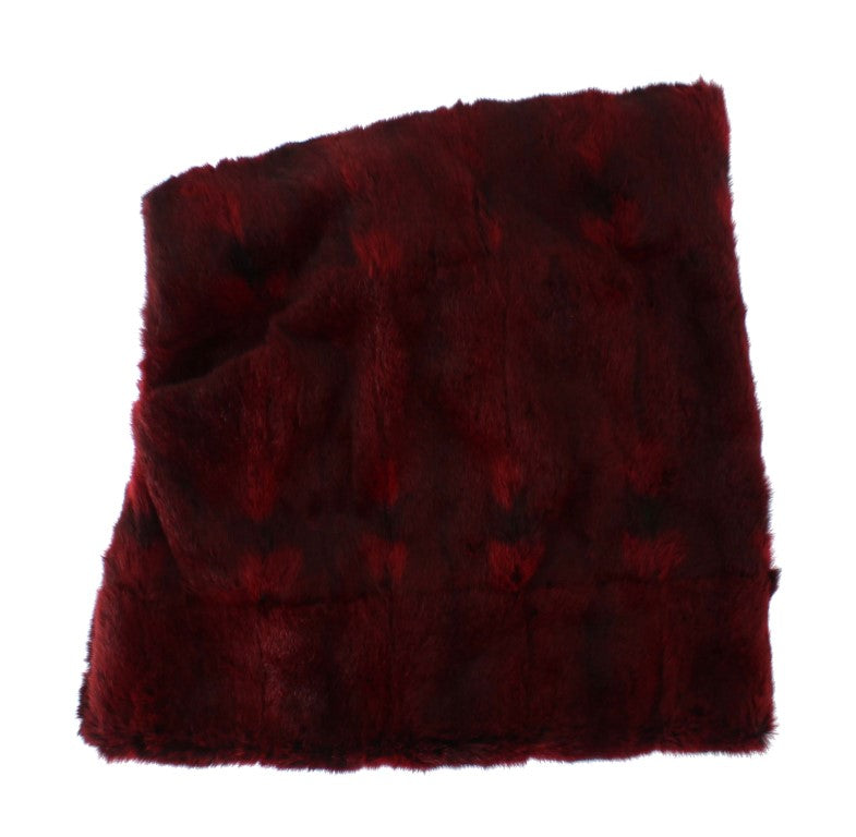 Dolce & Gabbana Bordeaux Hamster Pelz Häkeln Kapuze Schal Hut