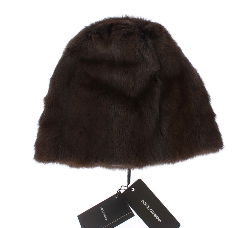 Dolce & Gabbana Braune Wieselpelz-Mütze aus Kaschmir für Damen