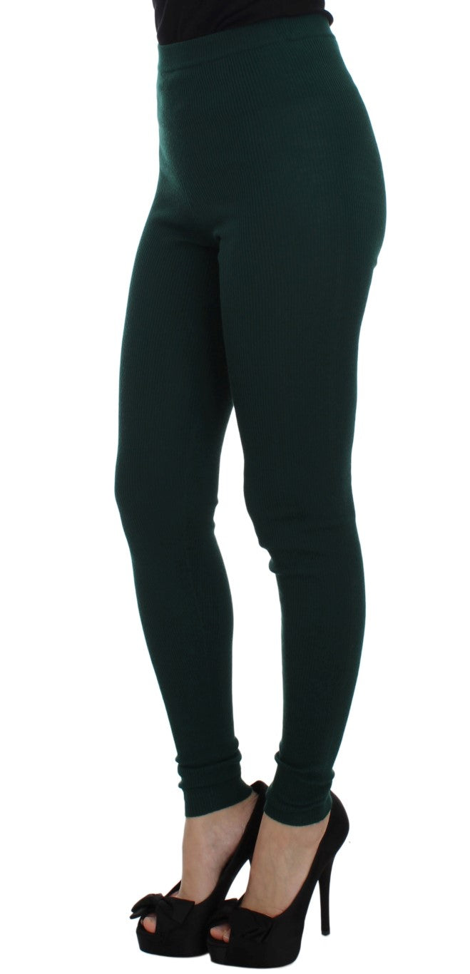 Dolce & Gabbana Grüne Stretch-Strumpfhose aus Kaschmir