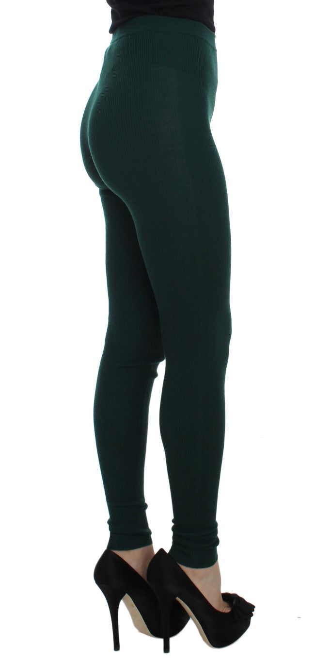Dolce & Gabbana Grüne Stretch-Strumpfhose aus Kaschmir