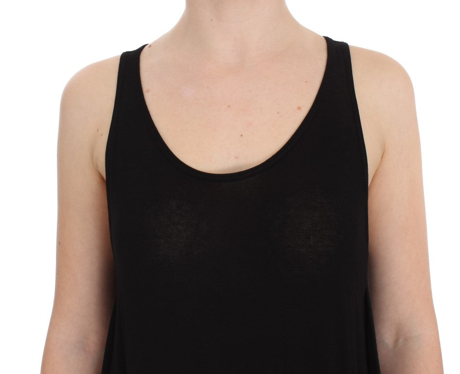 PLEIN SUD Schwarze ärmellose Stretchbluse