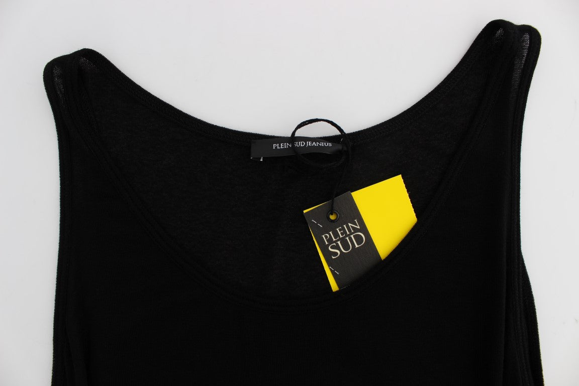PLEIN SUD Schwarze ärmellose Stretchbluse