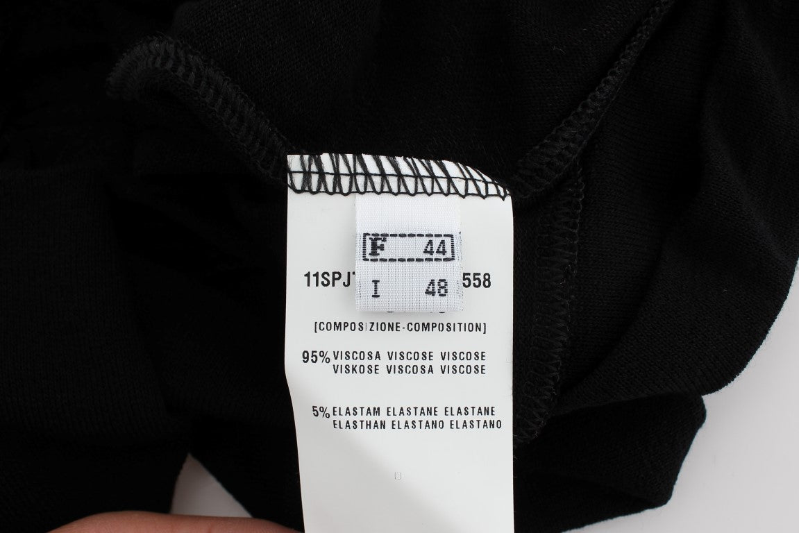 PLEIN SUD Schwarze ärmellose Stretchbluse