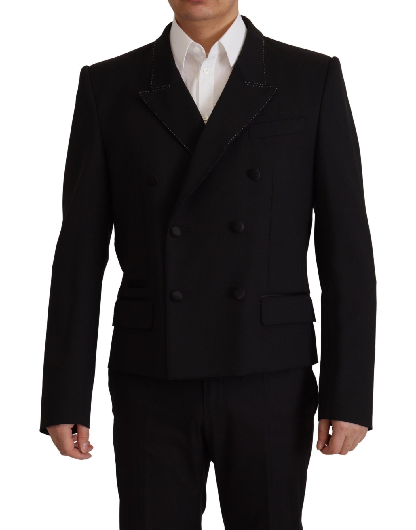 Dolce & Gabbana Schwarzer Zweireiher-Mantel-Blazer