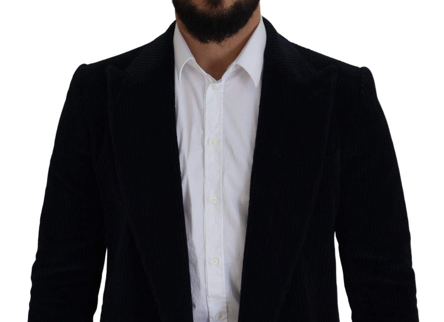 Dolce & Gabbana Schwarzer Baumwoll-Cardigan, langer Mantel, Herrenjacke