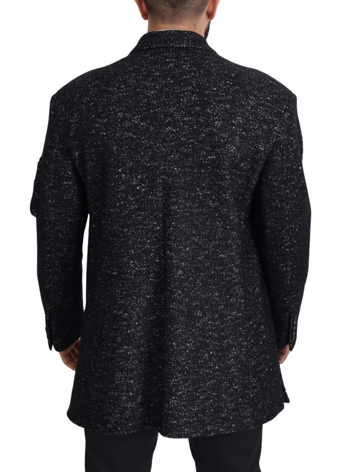 Dolce & Gabbana – Zweireihiger Mantel aus schwarzer Wolle für Herren