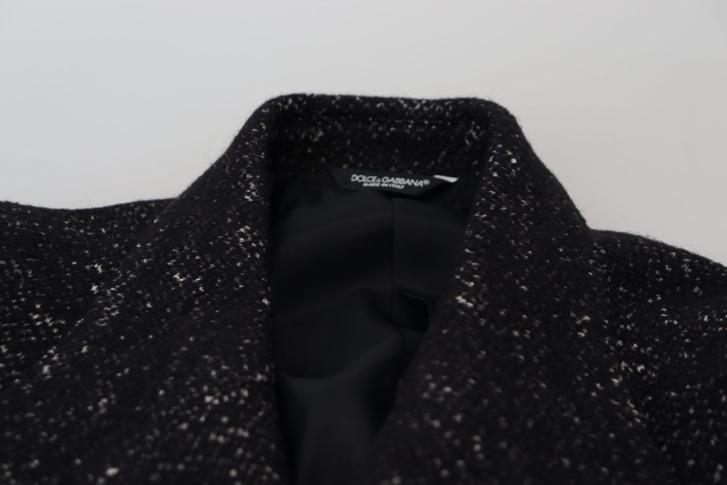 Dolce & Gabbana – Zweireihiger Mantel aus schwarzer Wolle für Herren