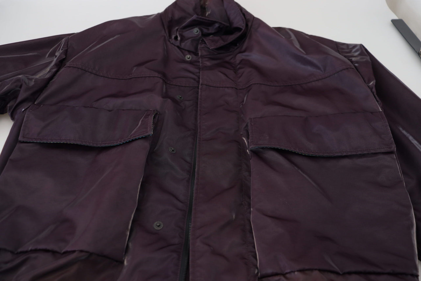 Dolce & Gabbana Lila Bikermanteljacke aus Nylon mit Kragen
