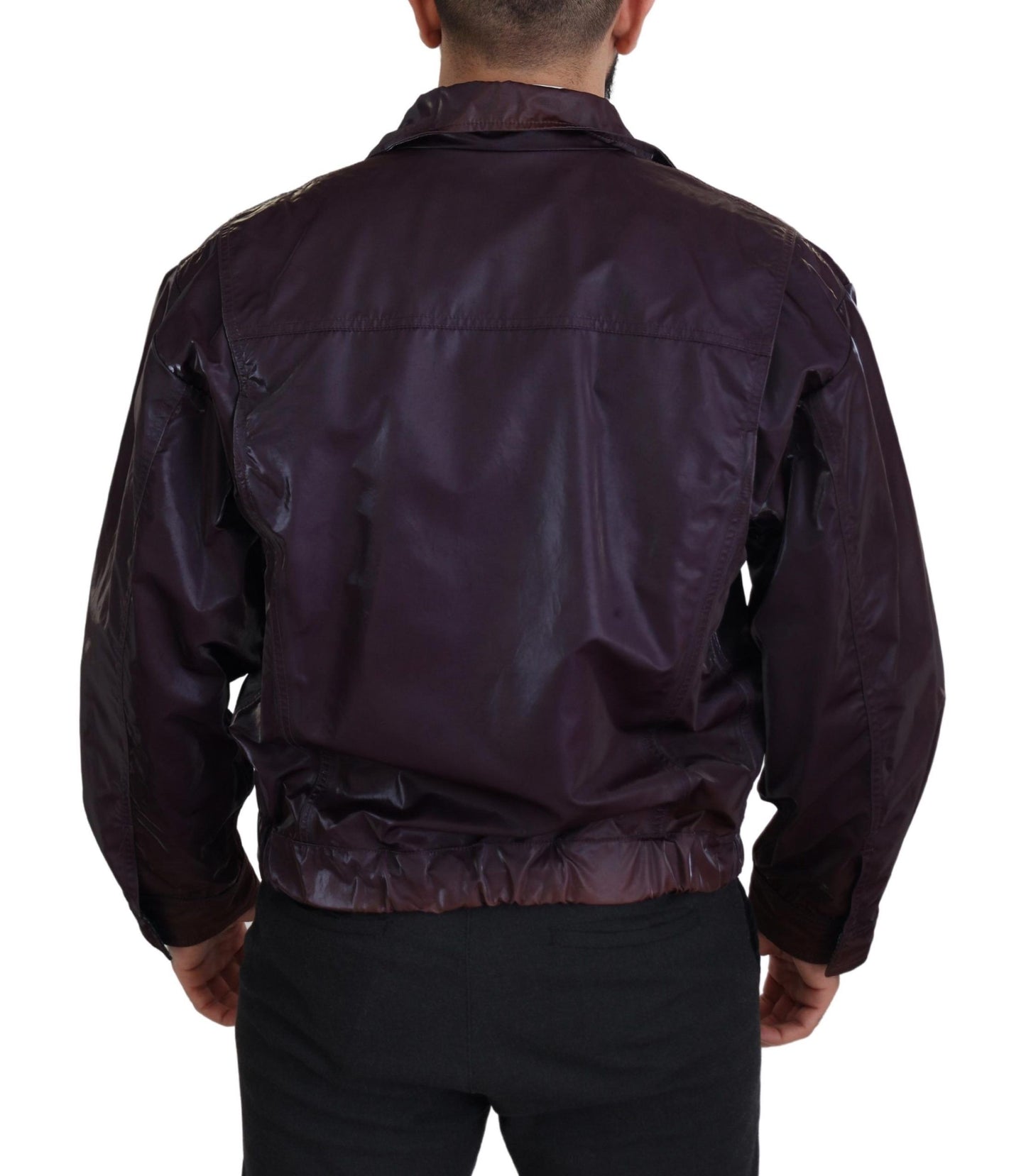 Dolce & Gabbana Lila Bikermanteljacke aus Nylon mit Kragen