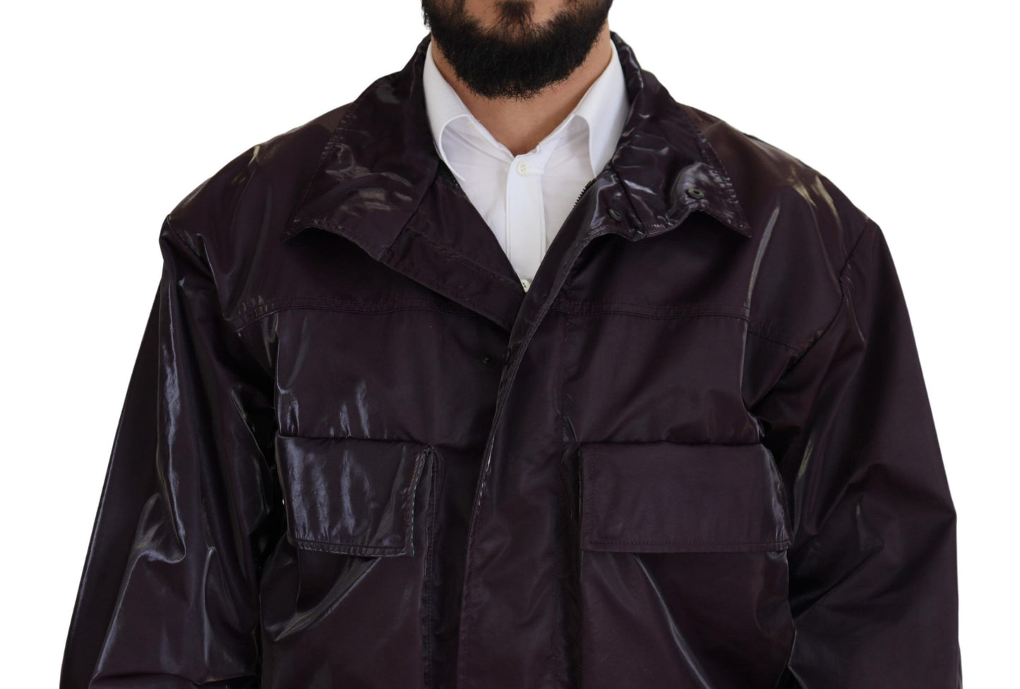 Dolce & Gabbana Lila Bikermanteljacke aus Nylon mit Kragen