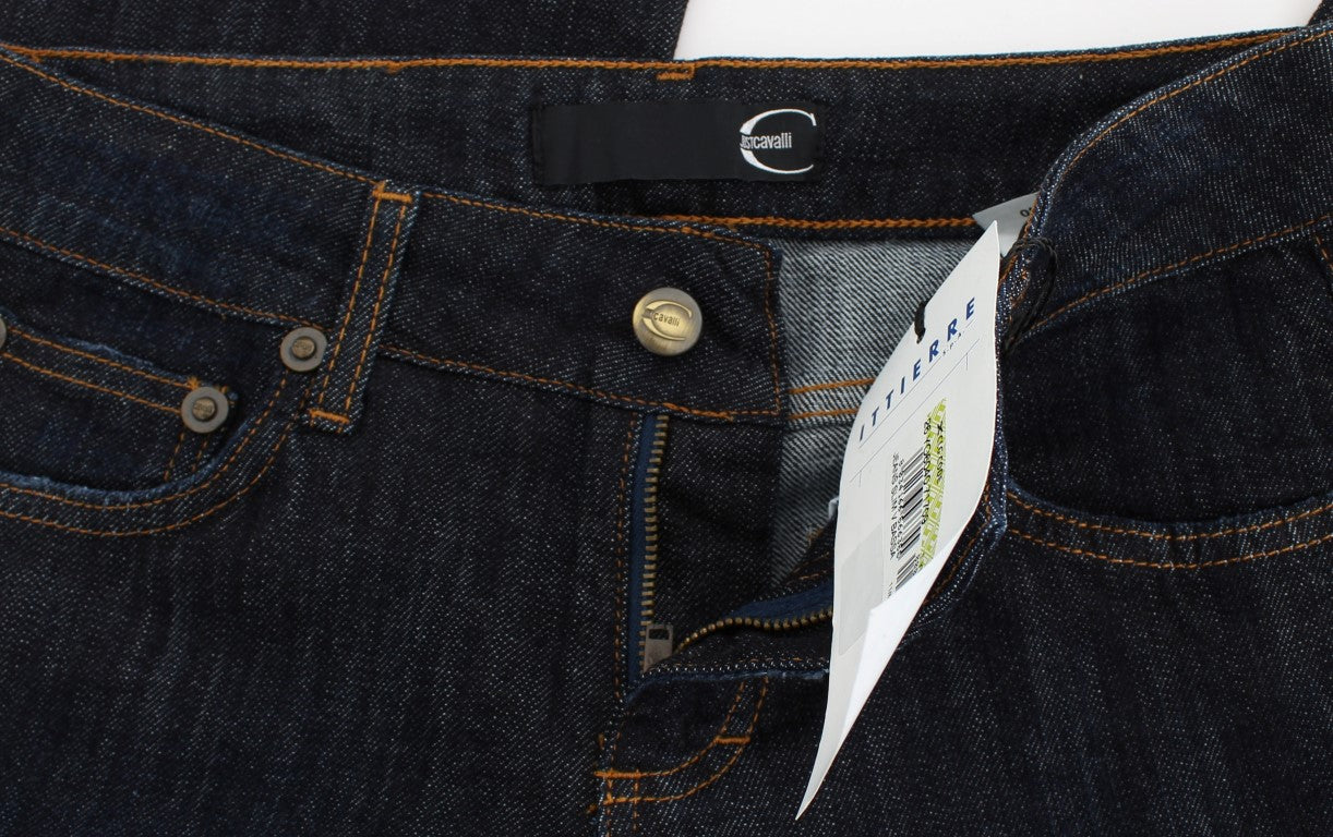 Cavalli – Blaue Straight-Fit-Stretch-Jeans aus Baumwolle