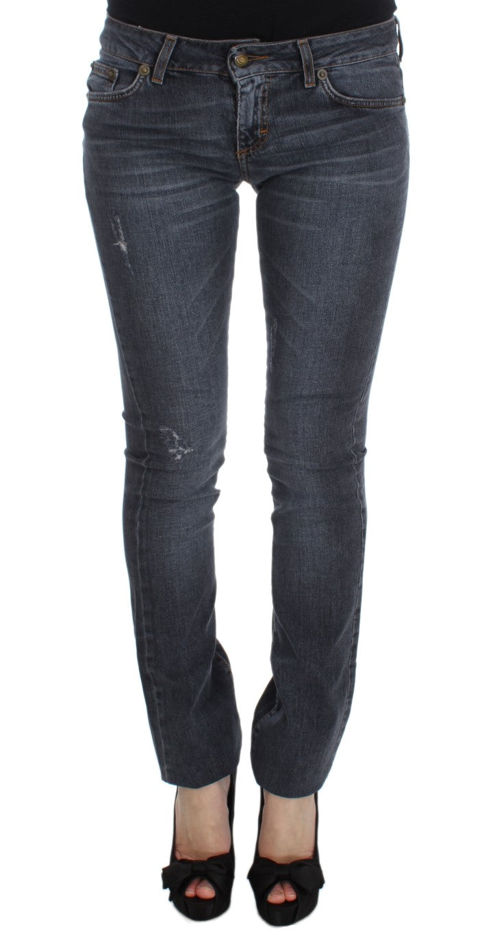 Cavalli Slim Fit Jeans aus Baumwollmischung in verwaschenem Blau