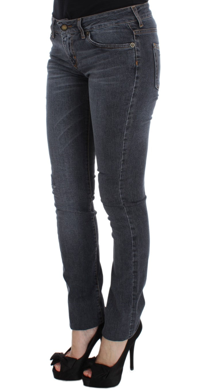 Cavalli Slim Fit Jeans aus Baumwollmischung in verwaschenem Blau