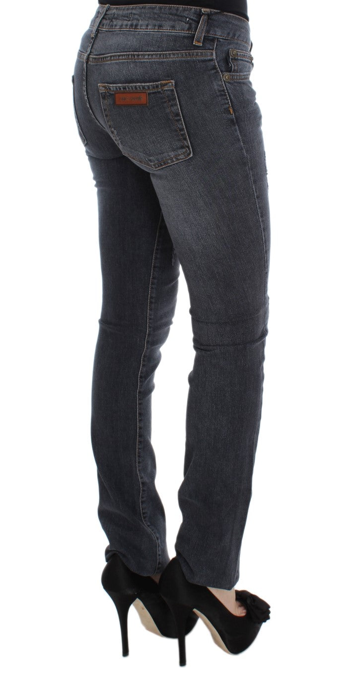 Cavalli Slim Fit Jeans aus Baumwollmischung in verwaschenem Blau
