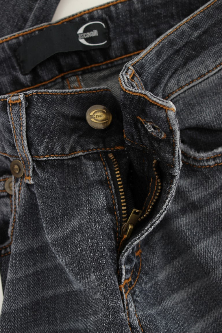 Cavalli Slim Fit Jeans aus Baumwollmischung in verwaschenem Blau