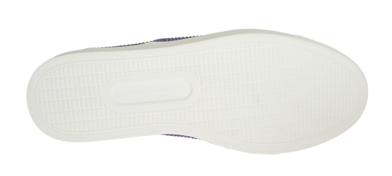 Dolce & Gabbana – Lilafarbene Canvas-Sneaker mit Strass-Logo