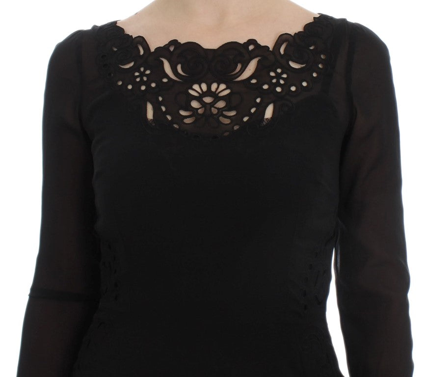 Dolce & Gabbana Schwarzes Etuikleid aus Stretch-Seide