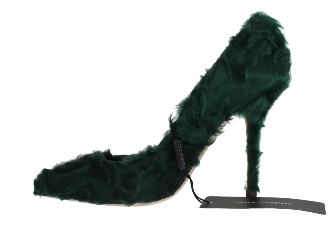Dolce & Gabbana Grüne Xiangao-Pumps aus Lammfellleder