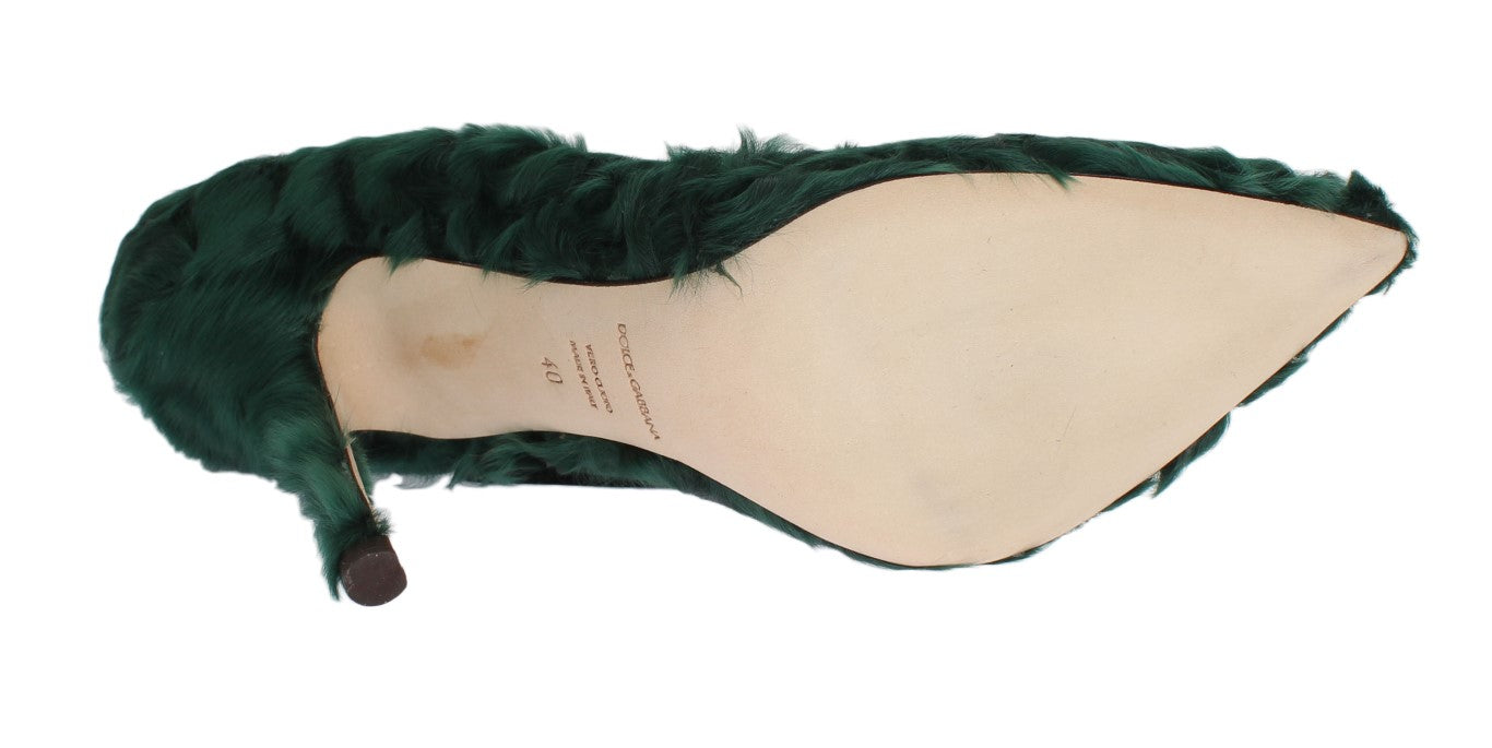 Dolce & Gabbana Grüne Xiangao-Pumps aus Lammfellleder