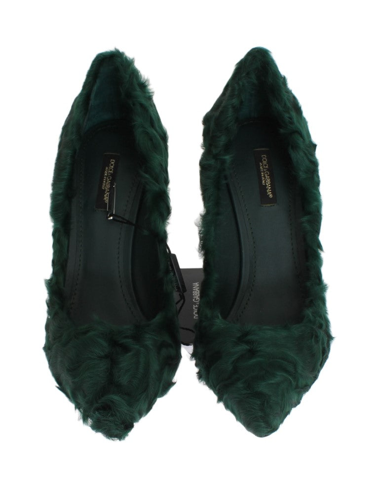 Dolce & Gabbana Grüne Xiangao-Pumps aus Lammfellleder