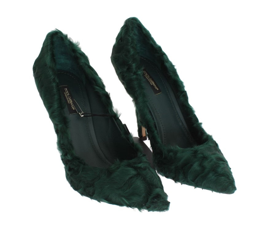 Dolce & Gabbana Grüne Xiangao-Pumps aus Lammfellleder