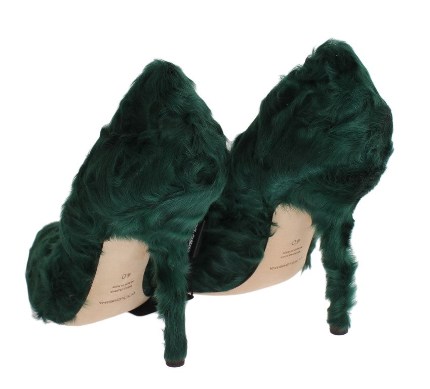 Dolce & Gabbana Grüne Xiangao-Pumps aus Lammfellleder