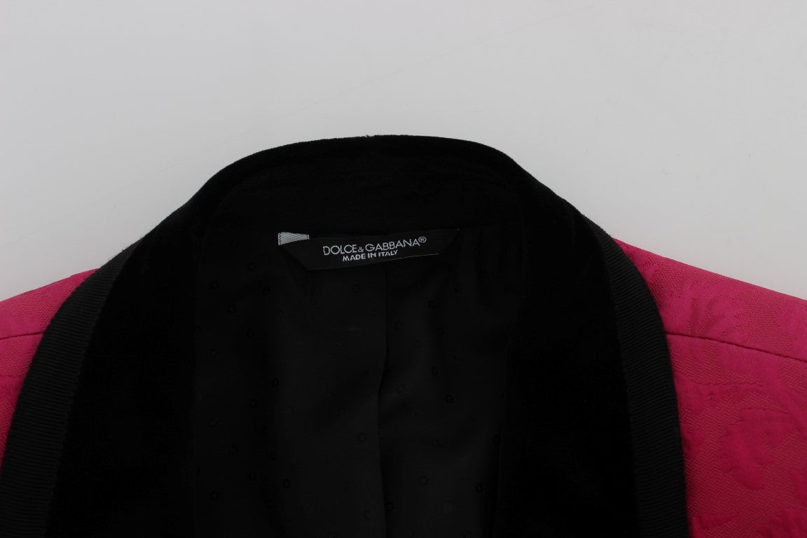 Dolce & Gabbana – Schmaler Blazer aus Brokat mit Blumenmuster in Rosa
