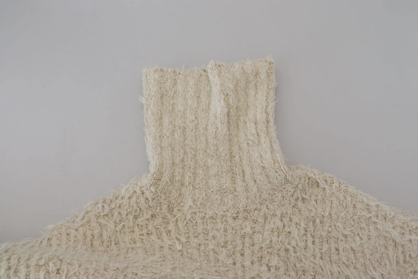 Dolce & Gabbana Cremefarbener Rollkragenpullover aus Wollstrick