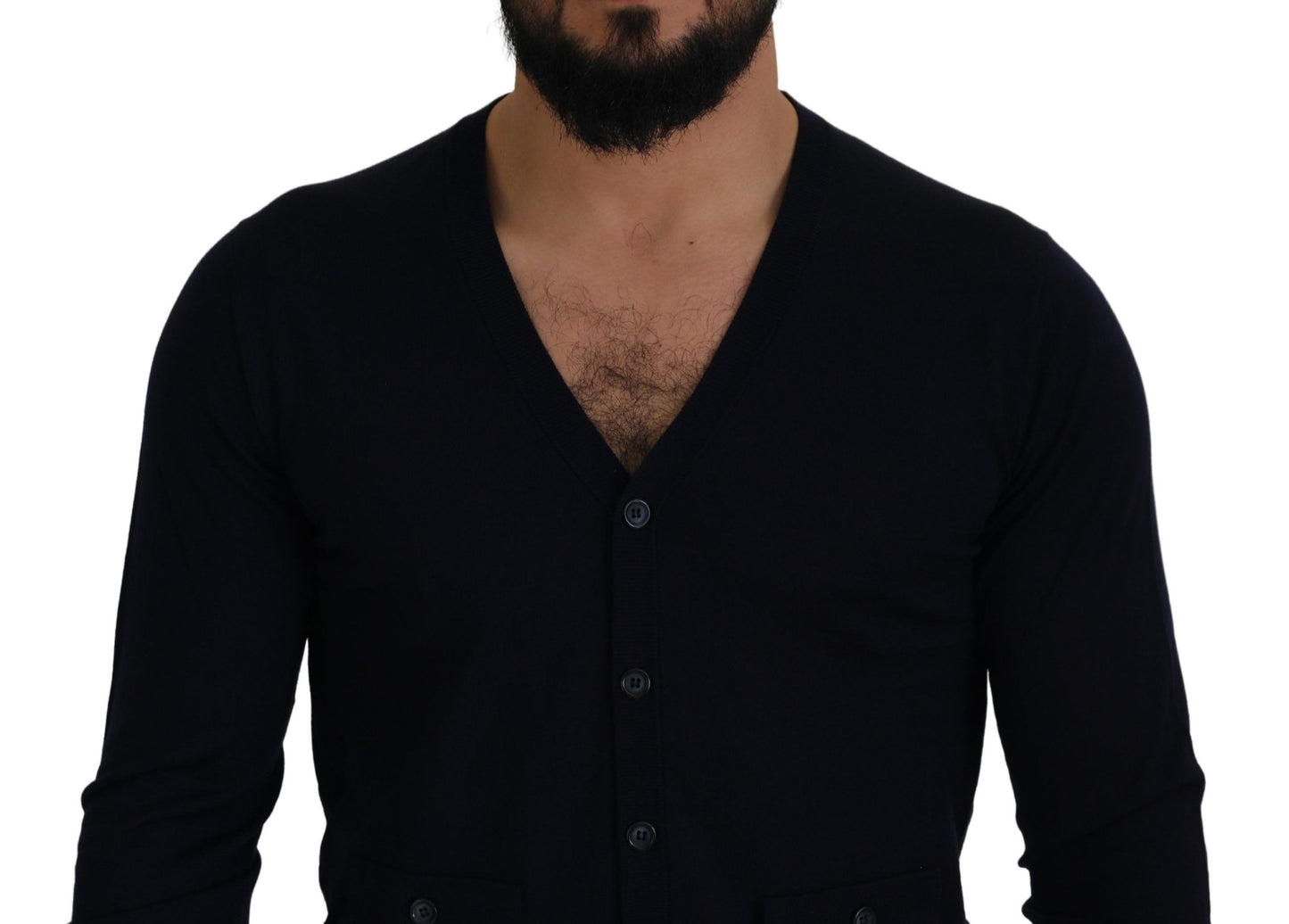 Dolce & Gabbana Blauer STAFF-Daunen-Cardigan aus Wolle