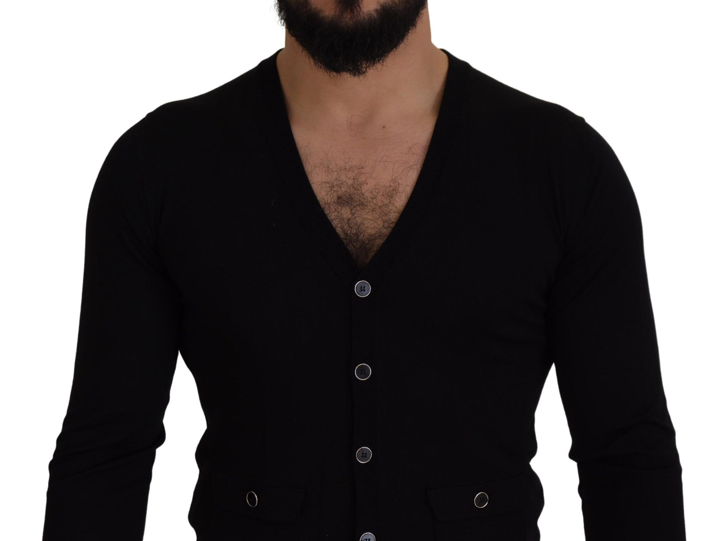 Dolce & Gabbana – Schwarzer Cardigan aus Wolle mit Knopfleiste