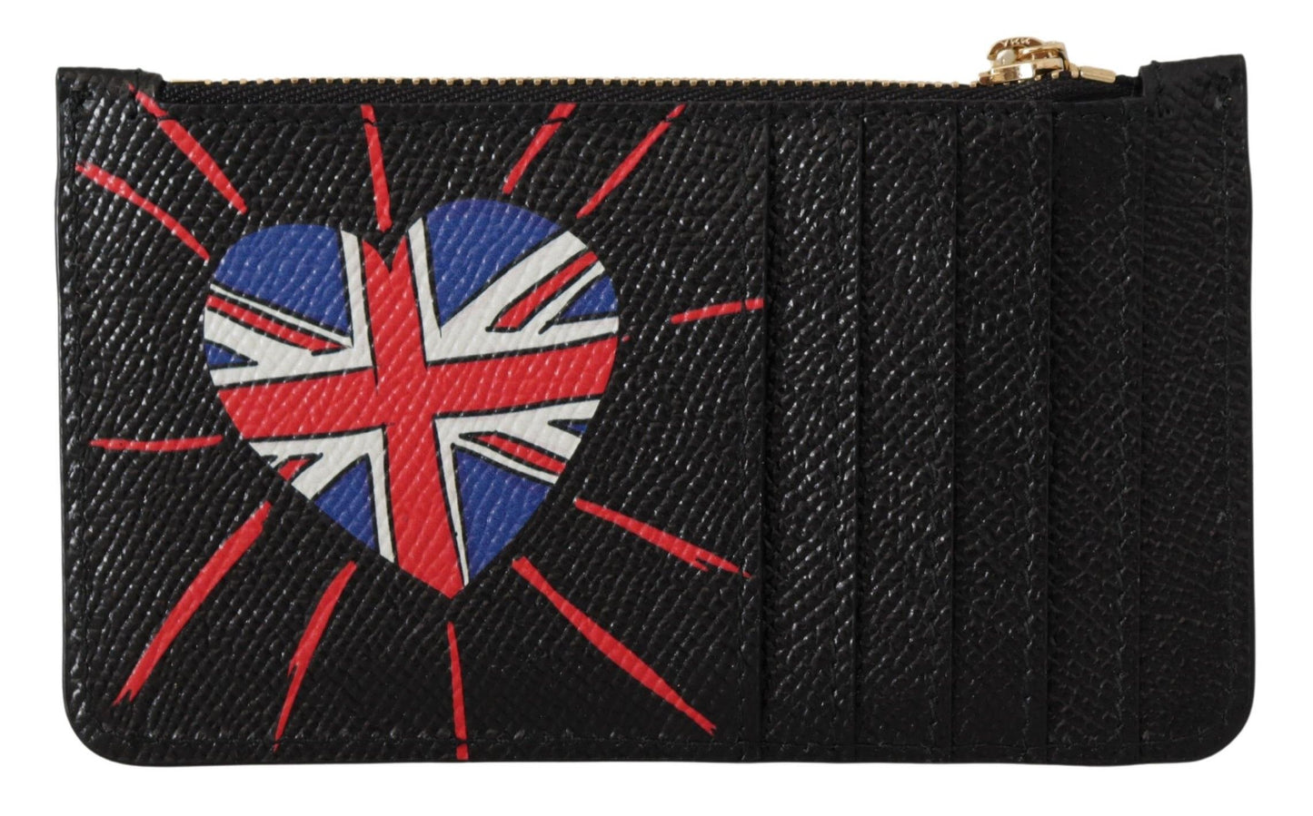 Dolce & Gabbana Schwarzes Leder #DGLovesLondon Damen Kartenetui Münzfach Geldbörse