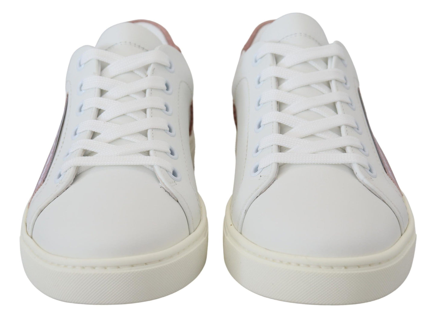 Dolce & Gabbana Weiß Rosa Leder Low Top Sneakers Schuhe