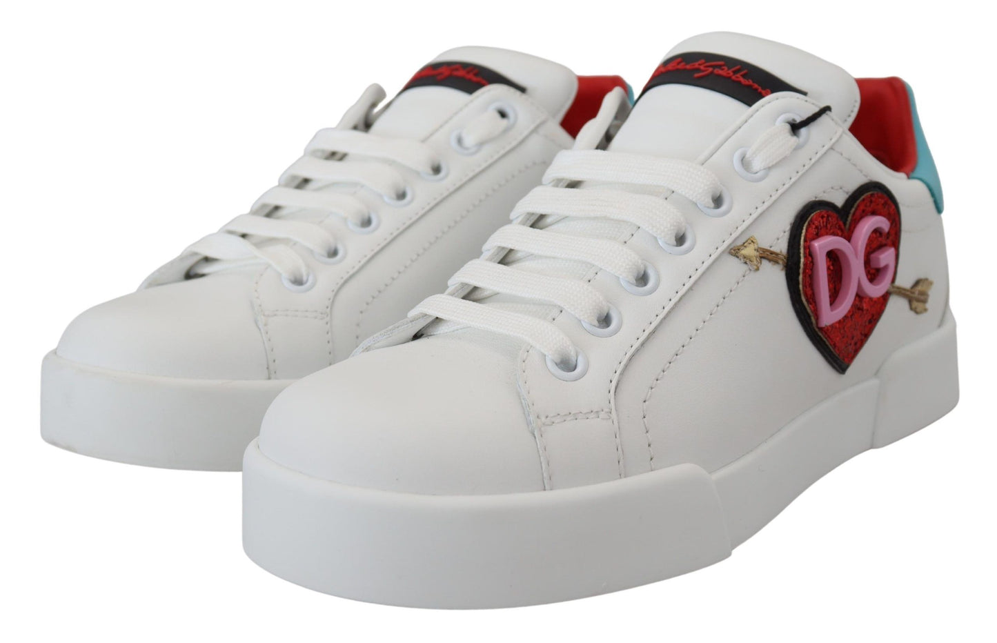 Dolce & Gabbana – Weiße Ledersneaker „Portofino“ mit Herz-Logo