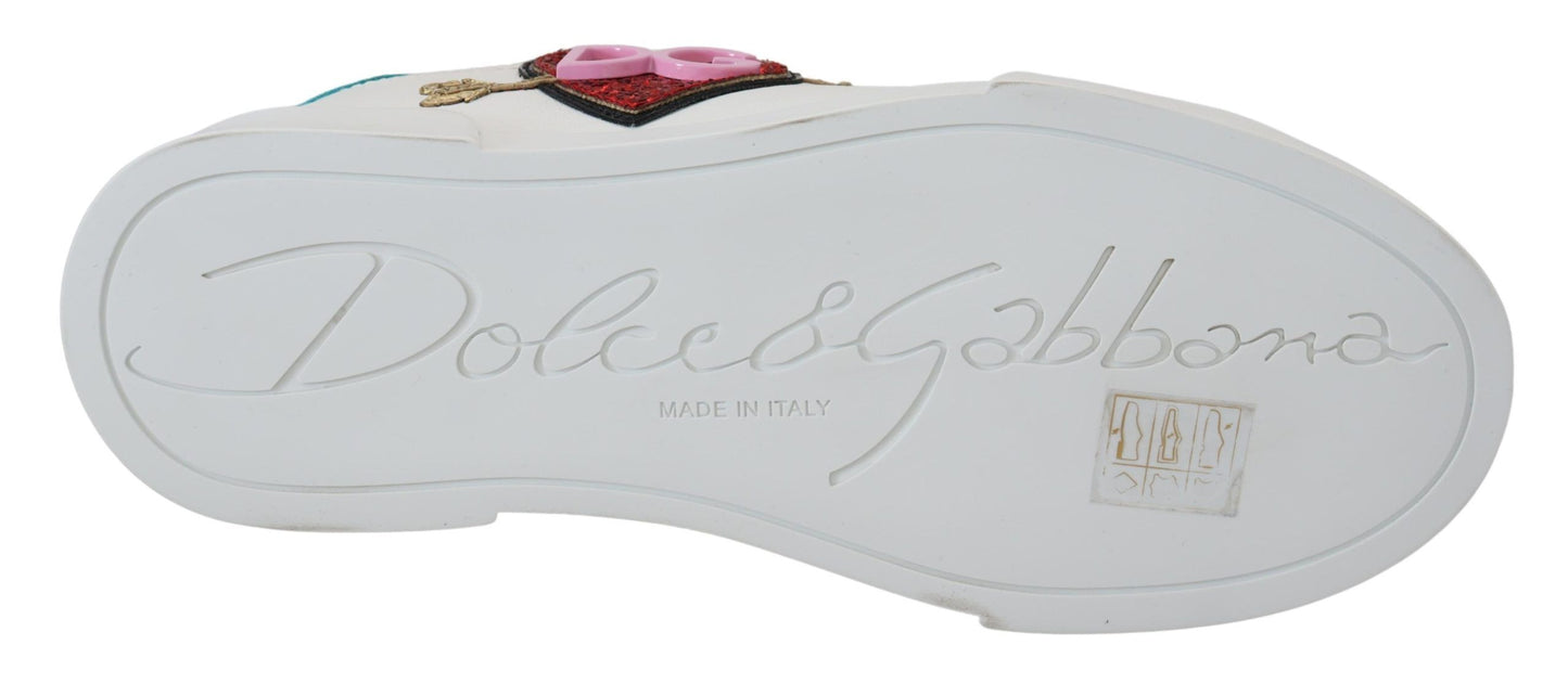 Dolce & Gabbana – Weiße Ledersneaker „Portofino“ mit Herz-Logo