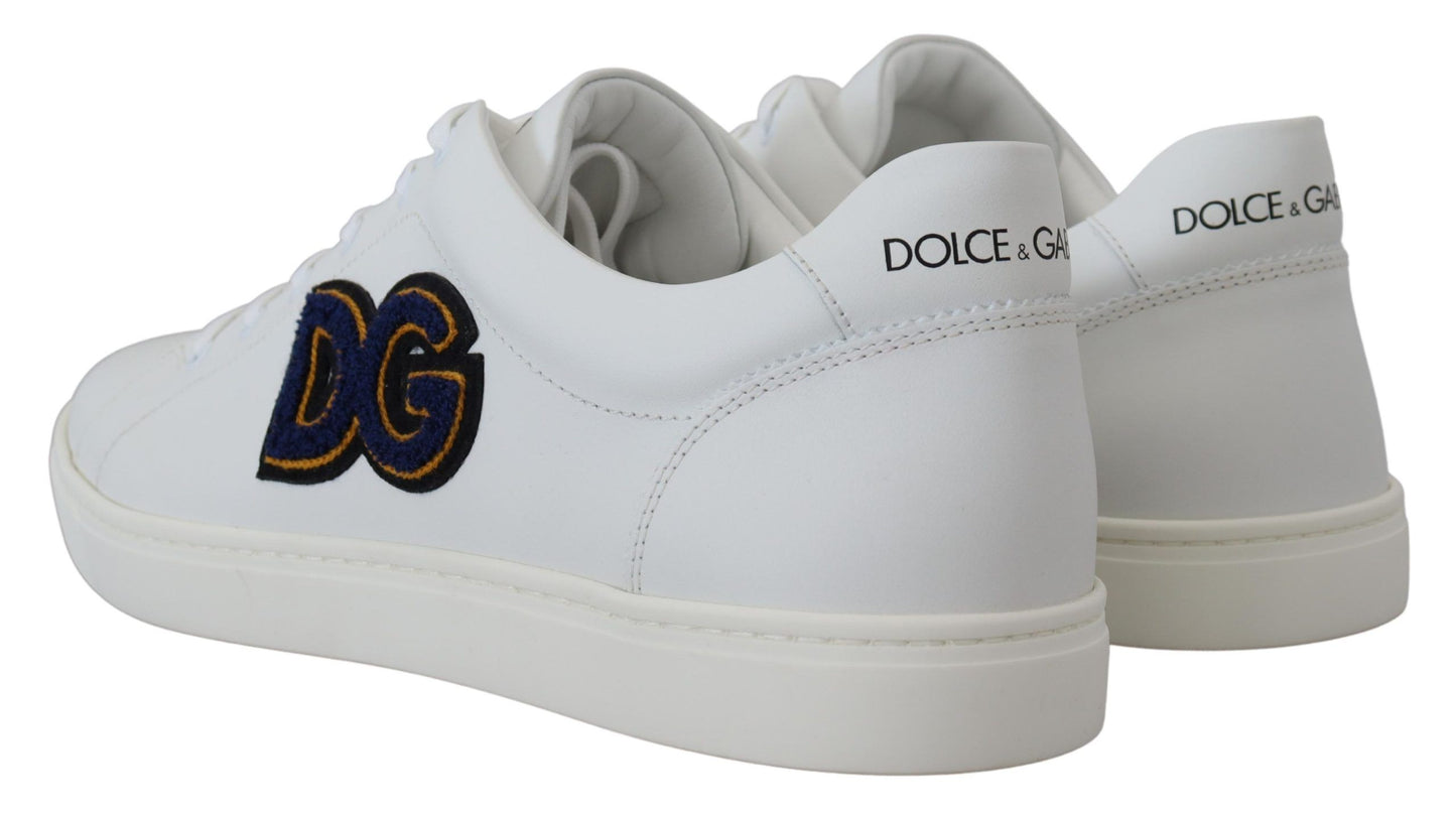 Dolce & Gabbana Weiße Leder DG Logo Casual Sneakers Schuhe
