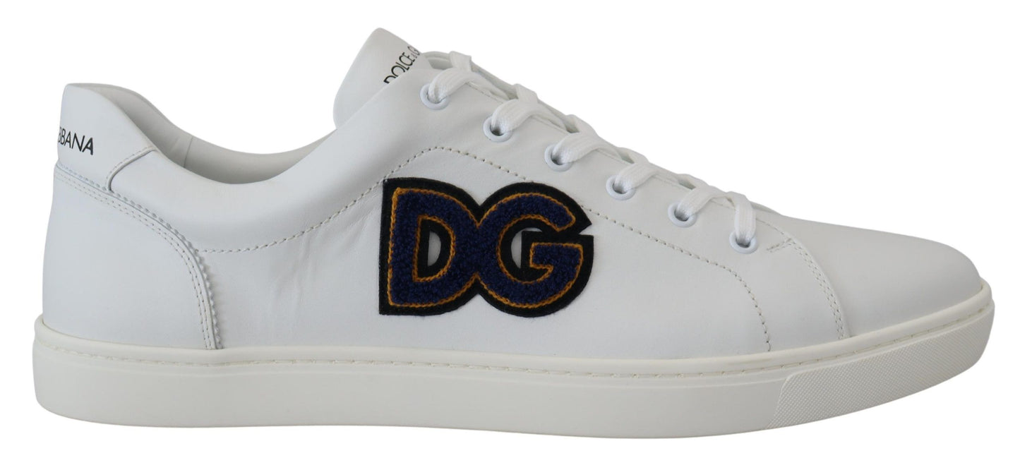Dolce & Gabbana Weiße Leder DG Logo Casual Sneakers Schuhe