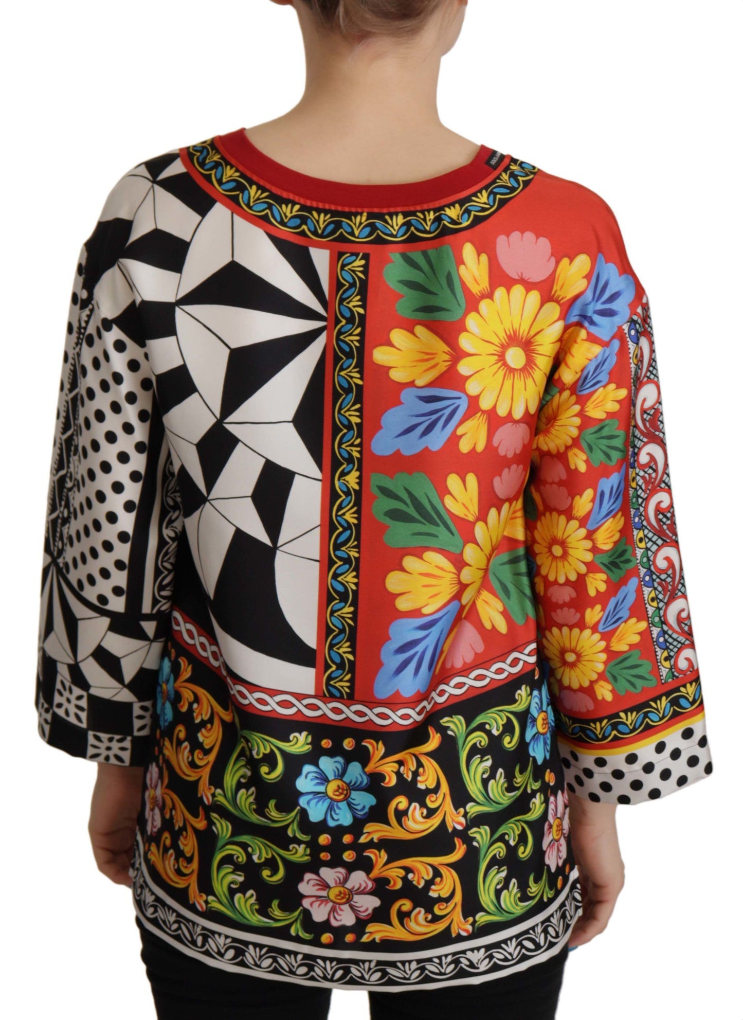 Dolce & Gabbana, mehrfarbig bedrucktes, lockeres Langarmshirt im Barockstil