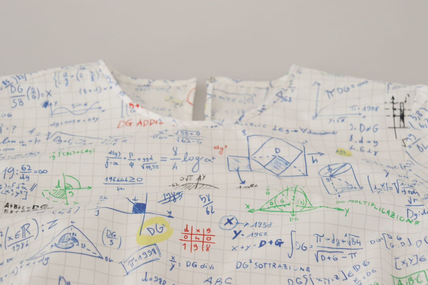 Dolce & Gabbana – Kurzärmliges Oberteil aus weißer Baumwolle mit Algebra-Print