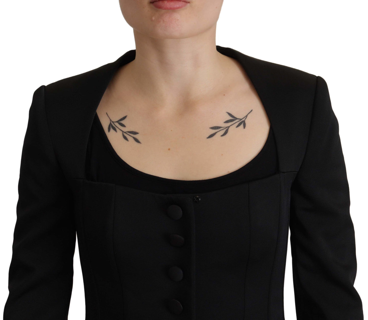 Dolce & Gabbana – Schwarze Slim Fit-Jacke mit langen Ärmeln und Druckknöpfen