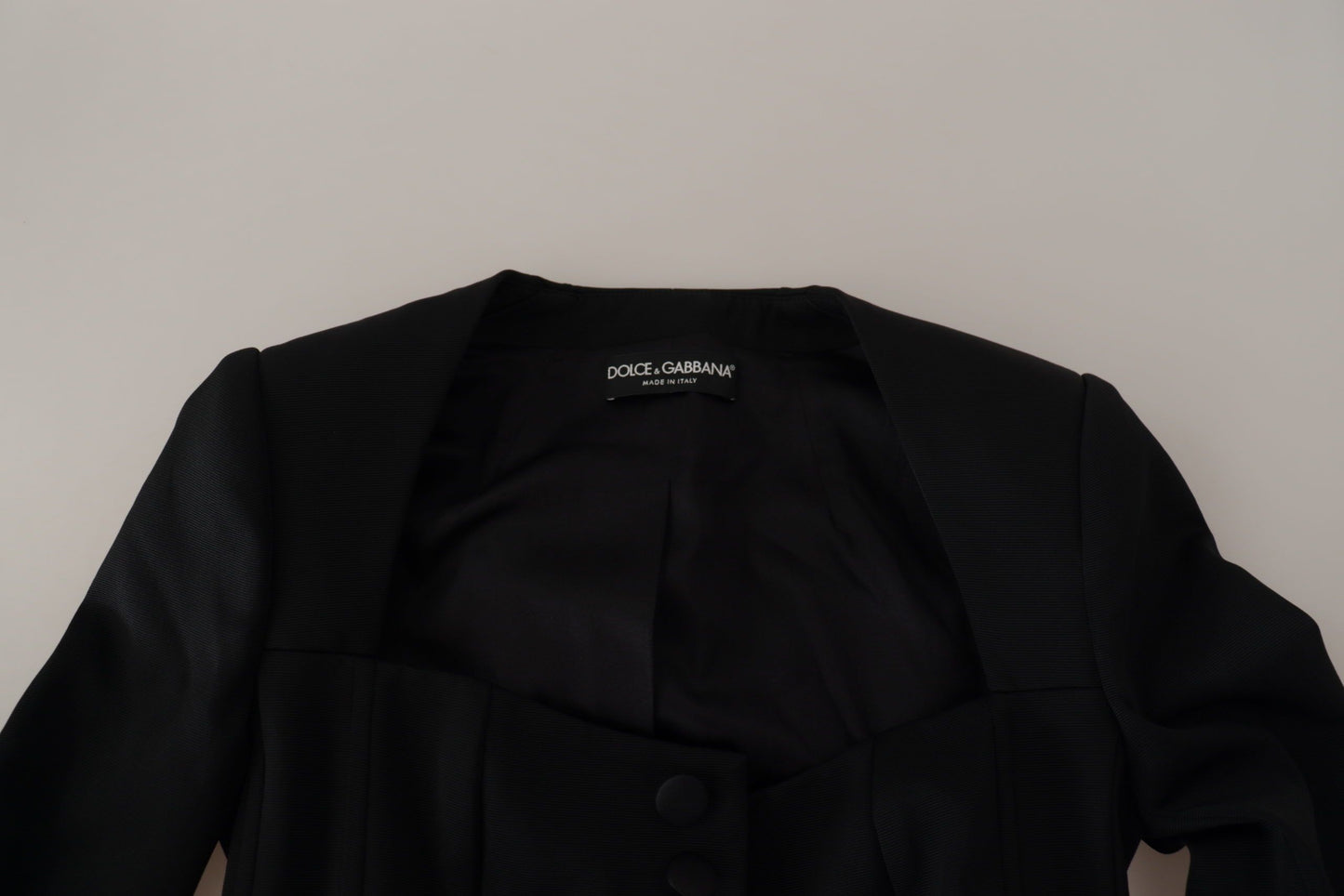 Dolce & Gabbana – Schwarze Slim Fit-Jacke mit langen Ärmeln und Druckknöpfen