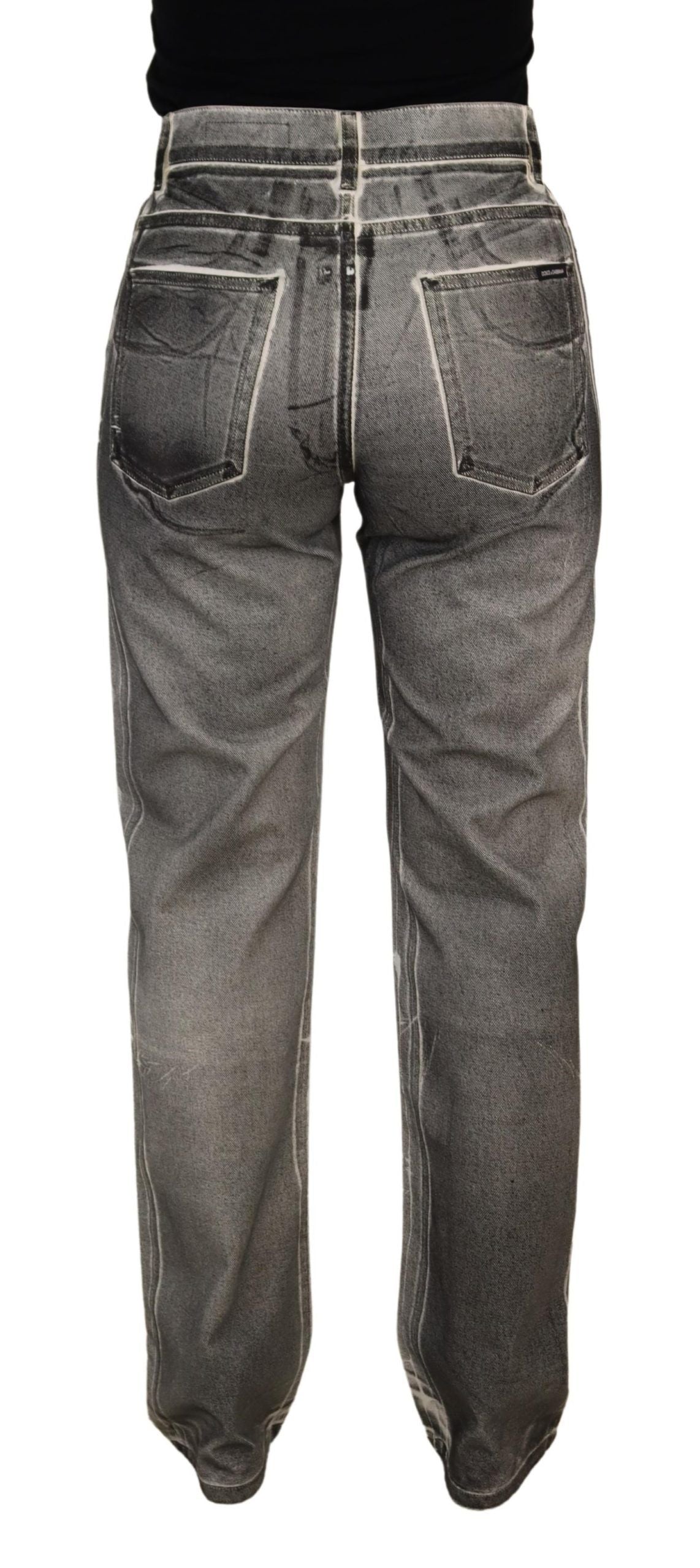 Dolce & Gabbana Grau verwaschene Jeanshose mit hoher Taille aus Baumwolle