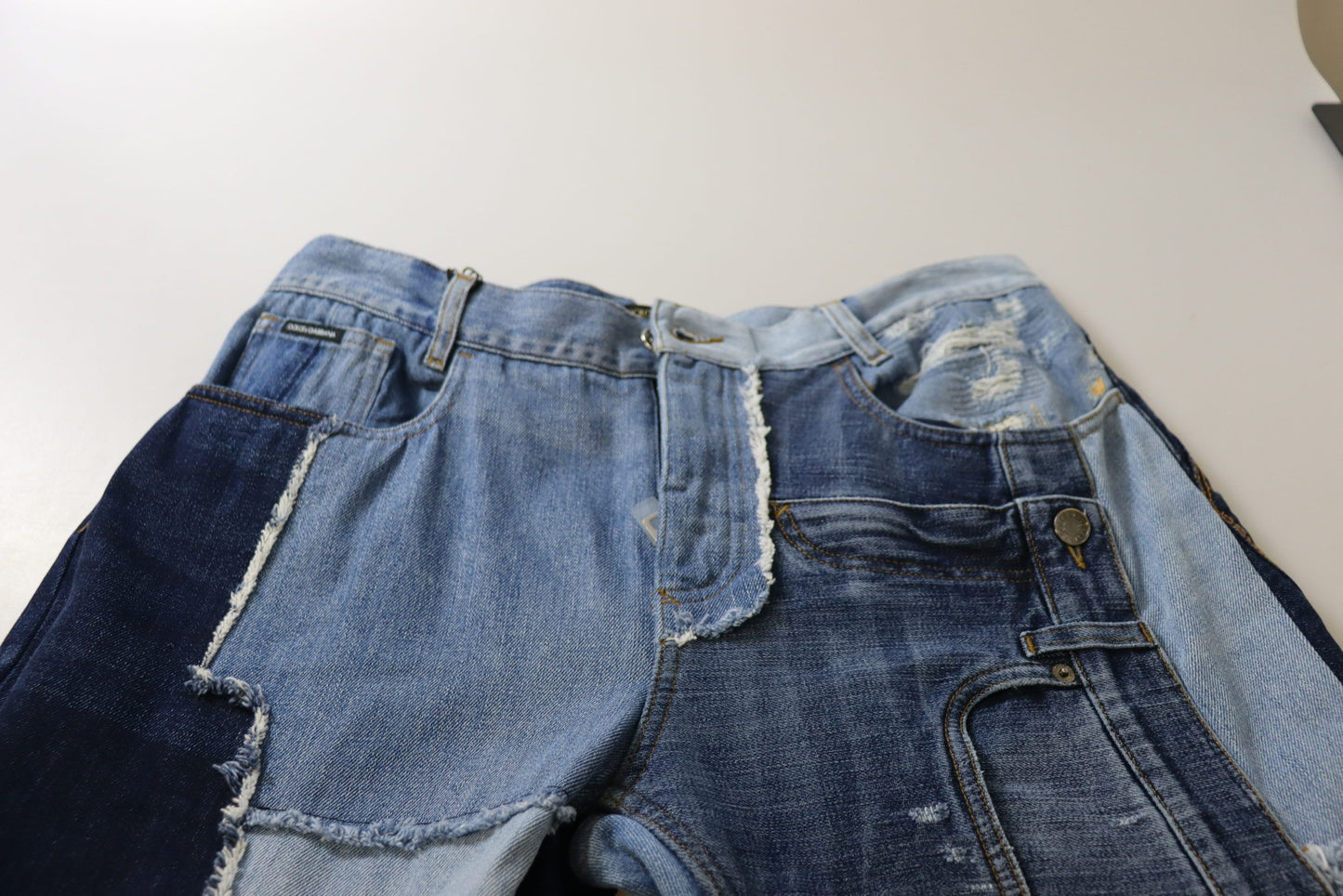 Dolce & Gabbana Mehrfarbige Patchwork-Jeans mit hoher Taille