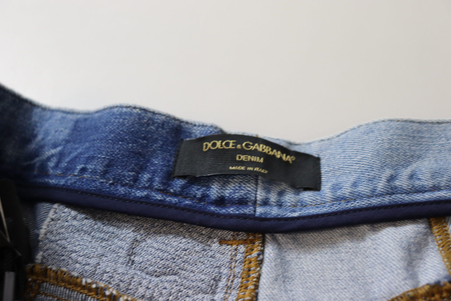 Dolce & Gabbana Mehrfarbige Patchwork-Jeans mit hoher Taille