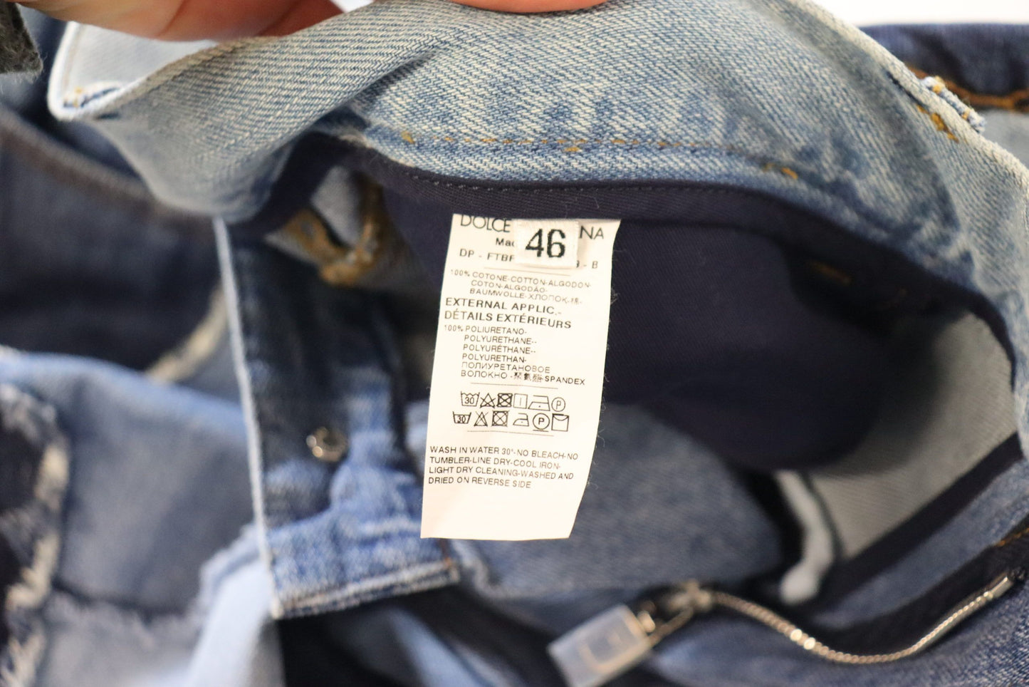 Dolce & Gabbana Mehrfarbige Patchwork-Jeans mit hoher Taille