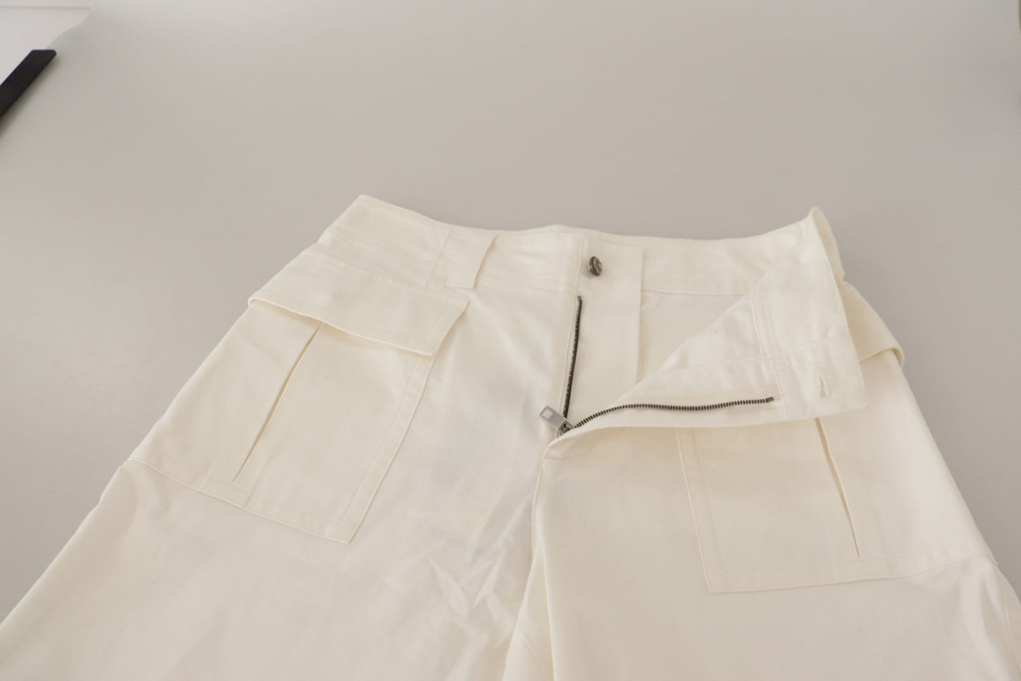 Dolce & Gabbana Weiße hoch taillierte konische Baumwollhose für Damen